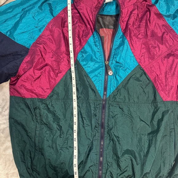 Vintage 80s Wilson Colorblock Windbreaker Jacket Teal Magenta Green XXL Nylon - Picture 5 of 11